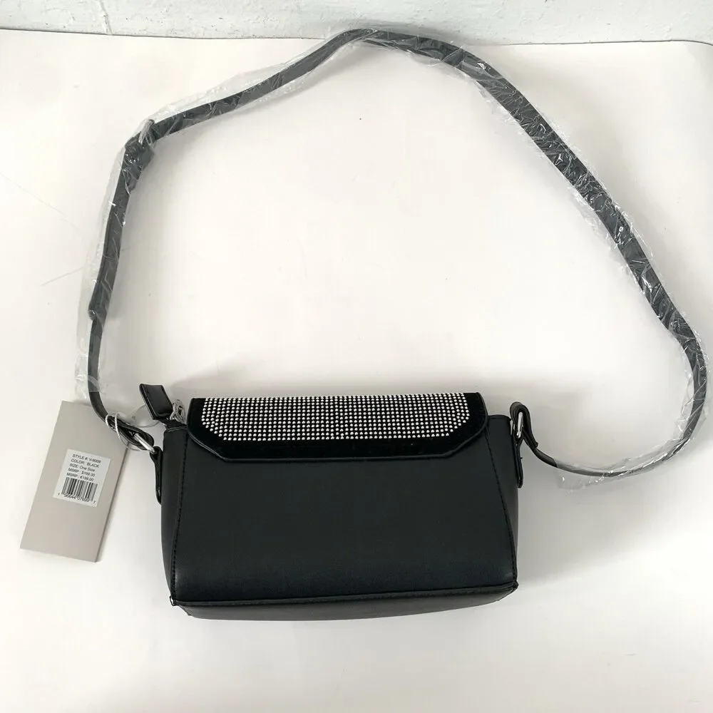 NEW Valentino Orlandi Studded Crossbody Bag MSRP $199 NWT Black Bling Rhinestone